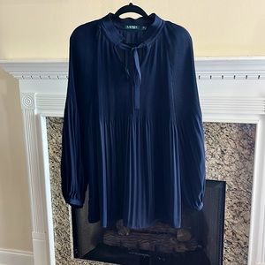 Navy Ralph Lauren Pleated Blouse